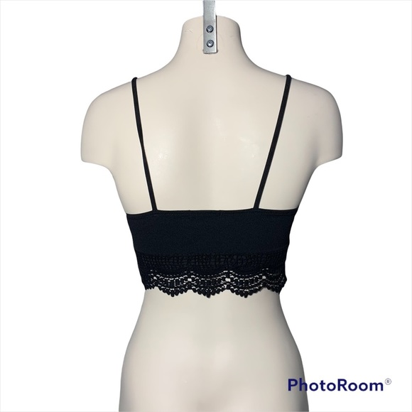 3/$30 Dynamite Crochet Crop Top Jet Black Bralette - Picture 4 of 15